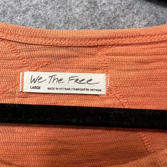 We The Free Free People 5 Star Oversized Patch Sweatshirt L Top Sweet Cinnamon - Picture 2 of 7